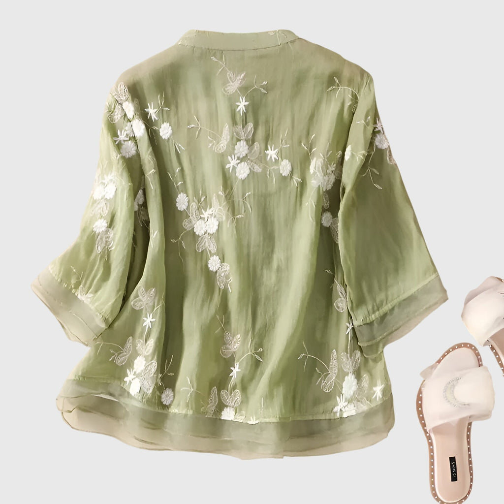 Nellie™ | Haut Élégant avec Fleurs Brodées